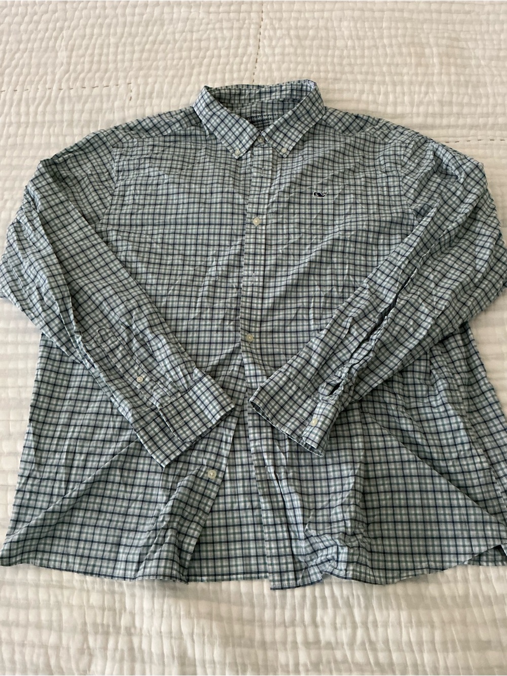 Vineyard Vines Green and Blue Plaid Button-Down Shirt